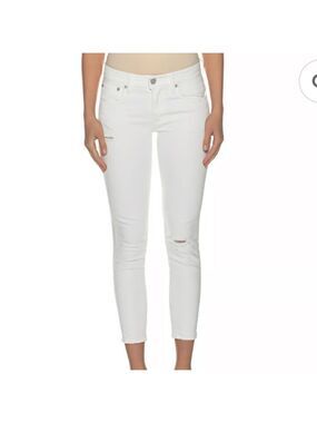 Moussy Vintage Velma Distressed Cropped Skinny Jeans White Size 27